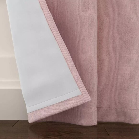 Threshold Rose Ash Pink Corded Ribbed Single Blackout Curtain Panel 50" x 63" - Picture 3 of 7